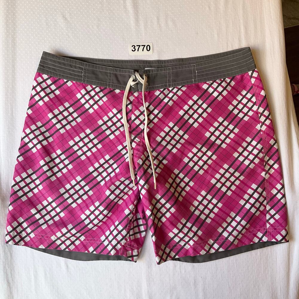 Miken Big Boy Swimming Trunks Size XL Plaid Gray & Pink